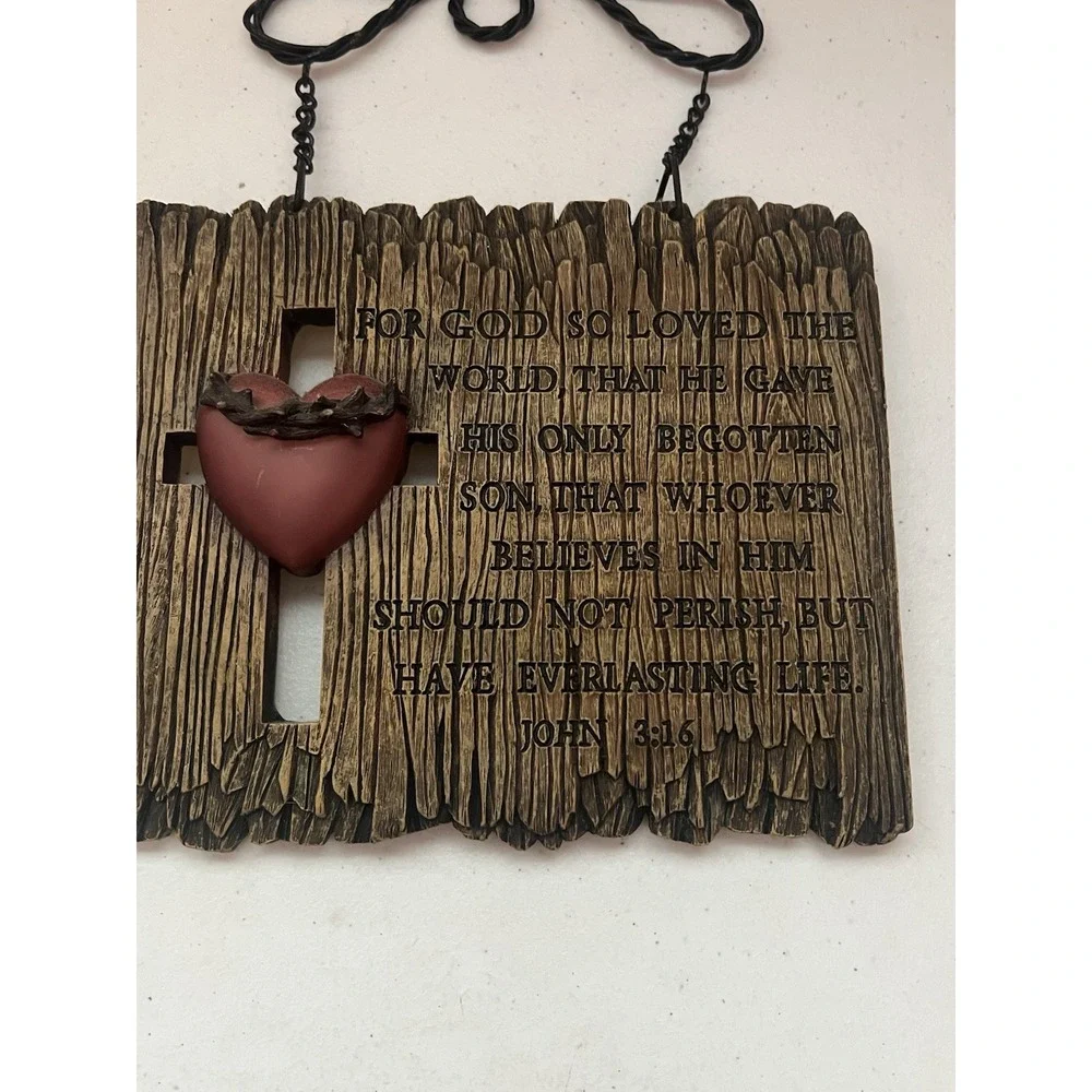 John 3:16 Resin Cross Thorn Crown Cross Wall Hanging 8